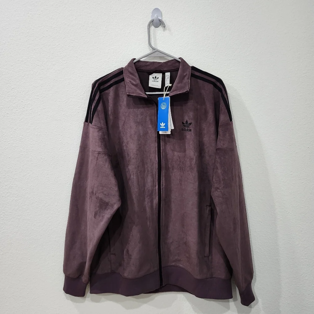 Adidas Plush Track Jacket HL9447 Full Zip Shadow Suede Men's Size Medium NWT